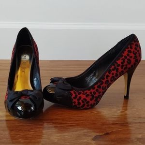 White House Black market red Leopard heels 9.5